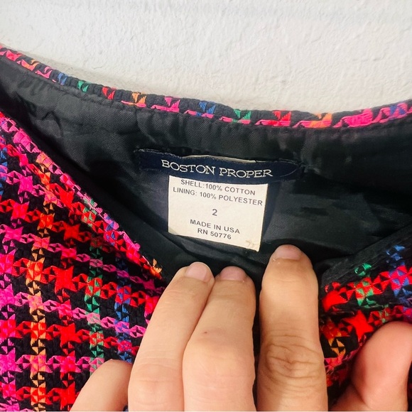 Vintage 90s Botston Proper Rainbow 🌈 Houndstooth Mini Skirt - Picture 6 of 9